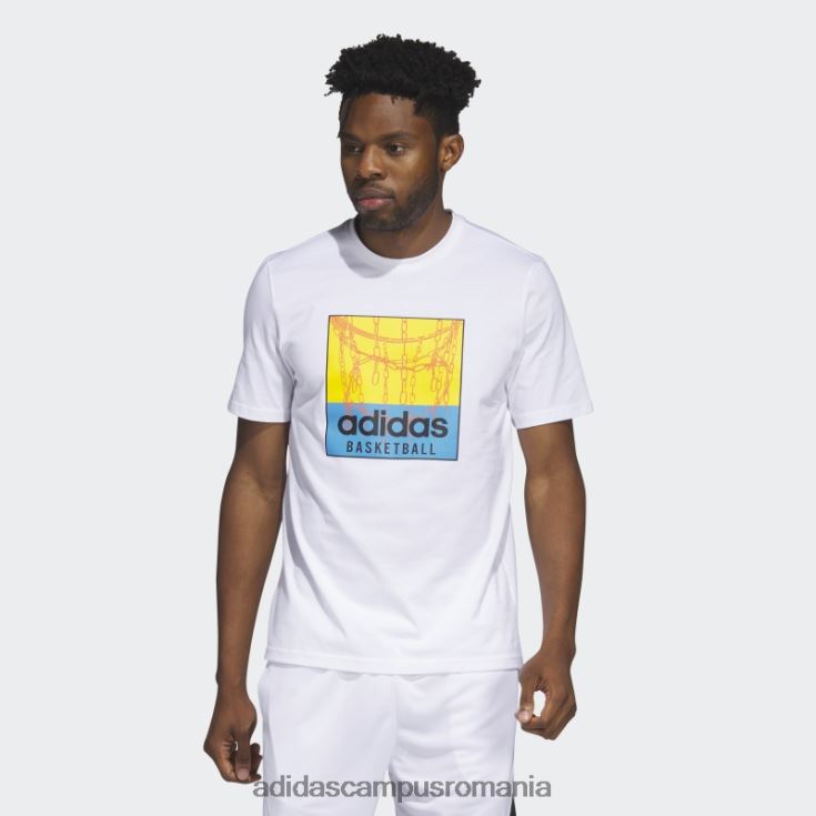 adidas campus romania tricou grafic pentru baschet cu plasă albă adidas bărbați alb J266N25235