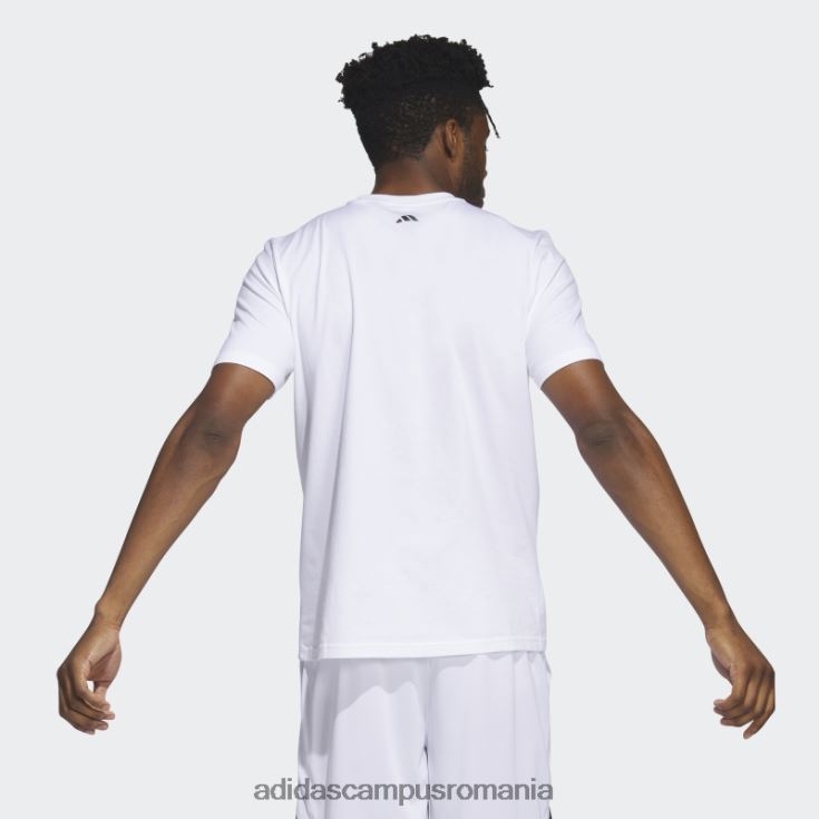 adidas campus romania tricou grafic pentru baschet cu plasă albă adidas bărbați alb J266N25235