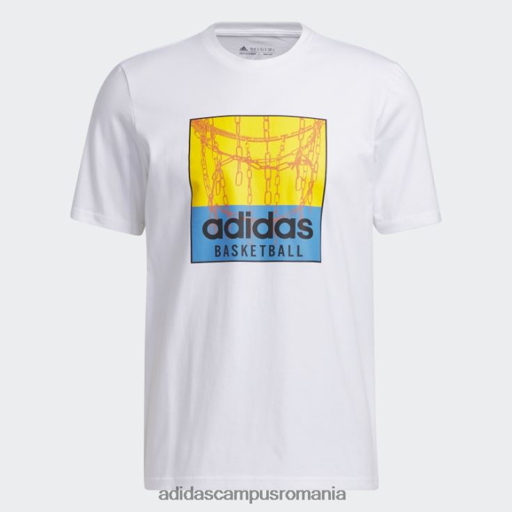 adidas campus romania tricou grafic pentru baschet cu plasă albă adidas bărbați alb J266N25235