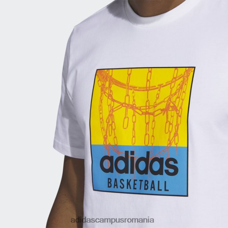 adidas campus romania tricou grafic pentru baschet cu plasă albă adidas bărbați alb J266N25235