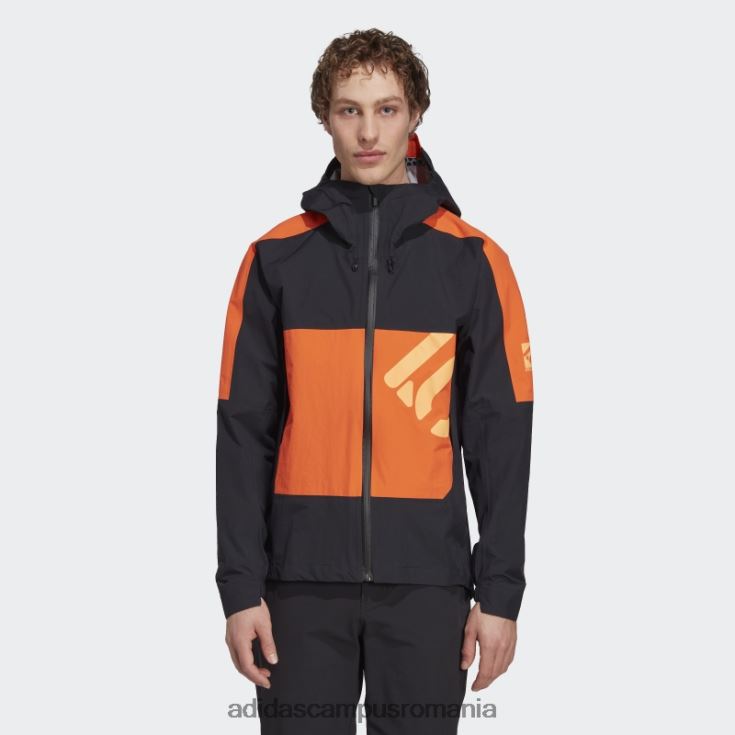 adidas campus romania cinci zece jachetă de ploaie all-mountain neagră bărbați negru/portocaliu J266N25738