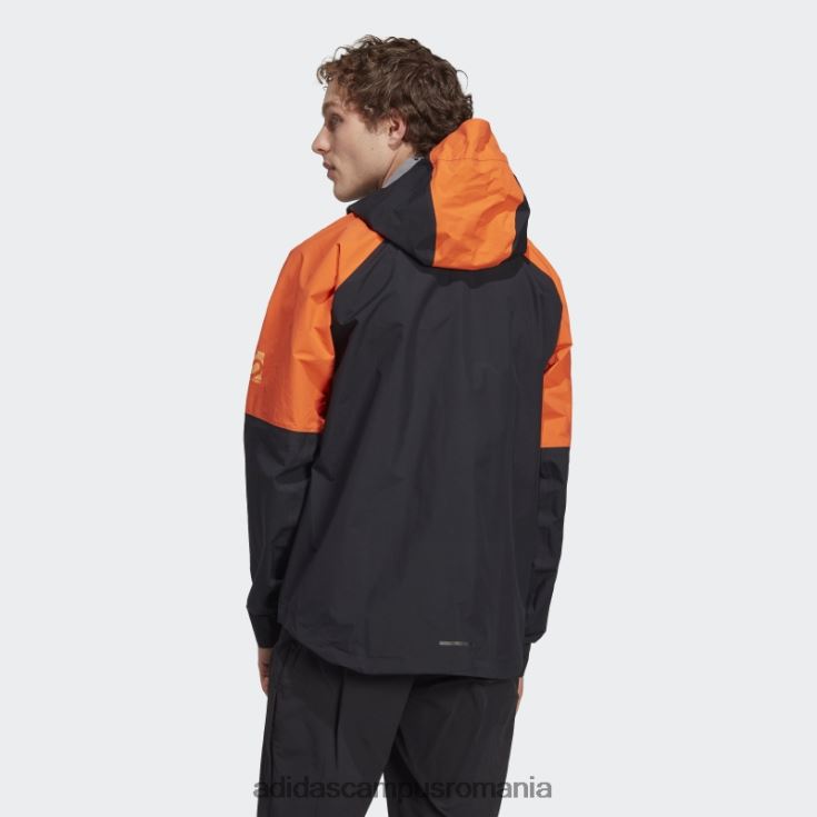 adidas campus romania cinci zece jachetă de ploaie all-mountain neagră bărbați negru/portocaliu J266N25738
