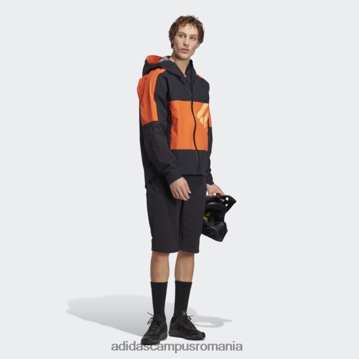 adidas campus romania cinci zece jachetă de ploaie all-mountain neagră bărbați negru/portocaliu J266N25738