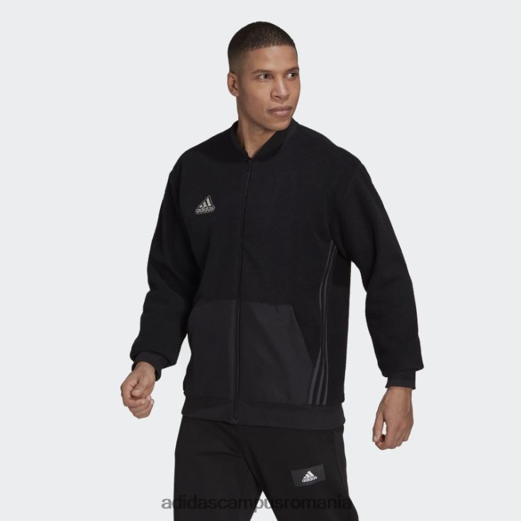 adidas campus romania Esențial pachet de vacanță jachetă bomber sherpa neagră bărbați negru/carbon J266N25492