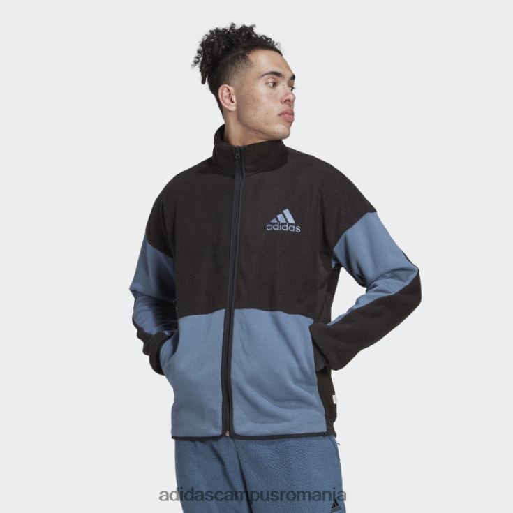 adidas campus romania Top de sport din lână Sherpa colorblock negru bărbați Oțel negru J266N27214