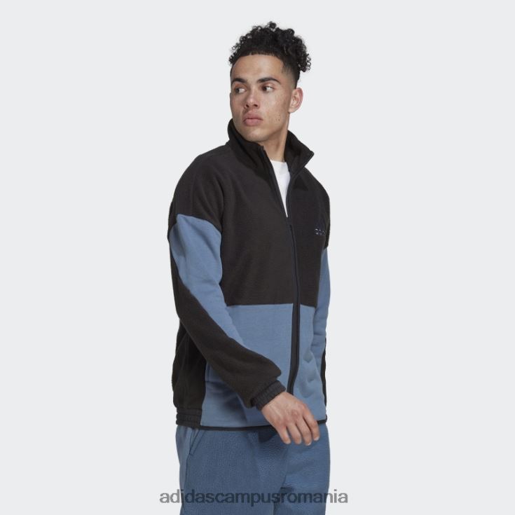adidas campus romania Top de sport din lână Sherpa colorblock negru bărbați Oțel negru J266N27214