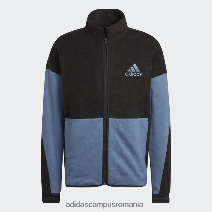 adidas campus romania Top de sport din lână Sherpa colorblock negru bărbați Oțel negru J266N27214