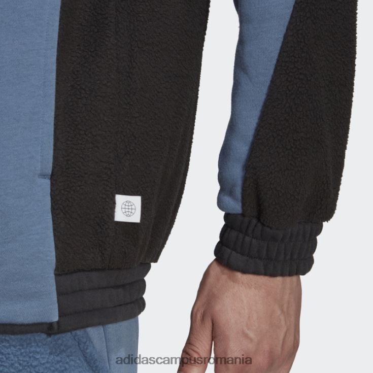 adidas campus romania Top de sport din lână Sherpa colorblock negru bărbați Oțel negru J266N27214