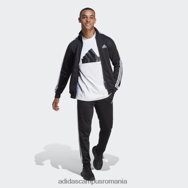 adidas campus romania Trening de bază negru din tricot cu 3 dungi bărbați negru J266N213415