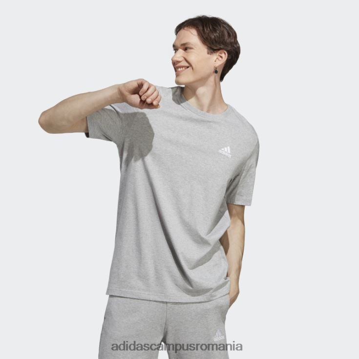 adidas campus romania Tricou cu logo mic brodat din un singur tricou, gri mediu bărbați gri mediu J266N2832