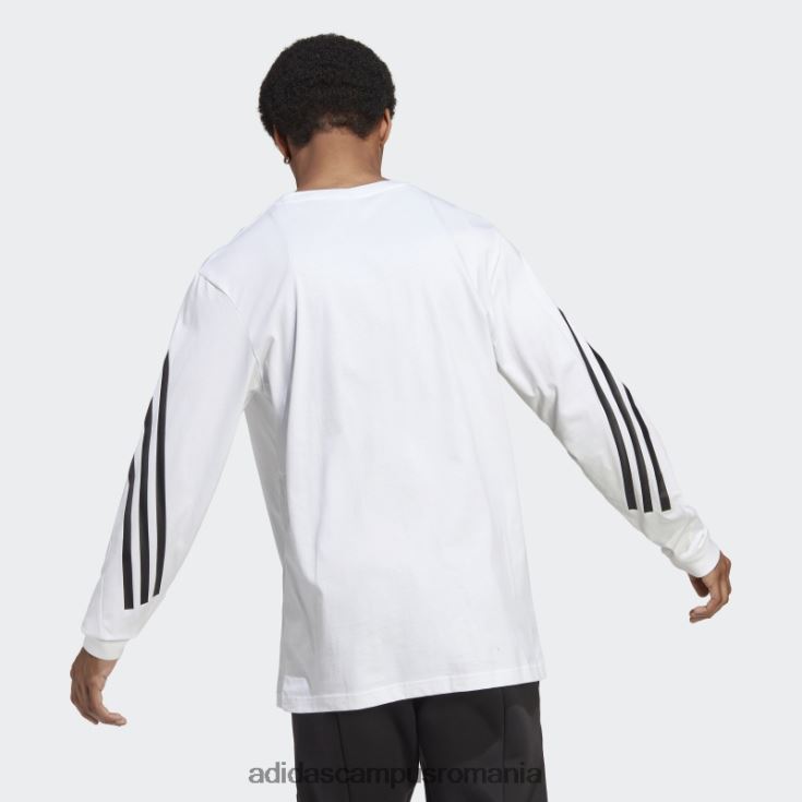 adidas campus romania Tricou cu mânecă lungă cu 3 dungi cu icoane viitoare albe bărbați alb J266N21054
