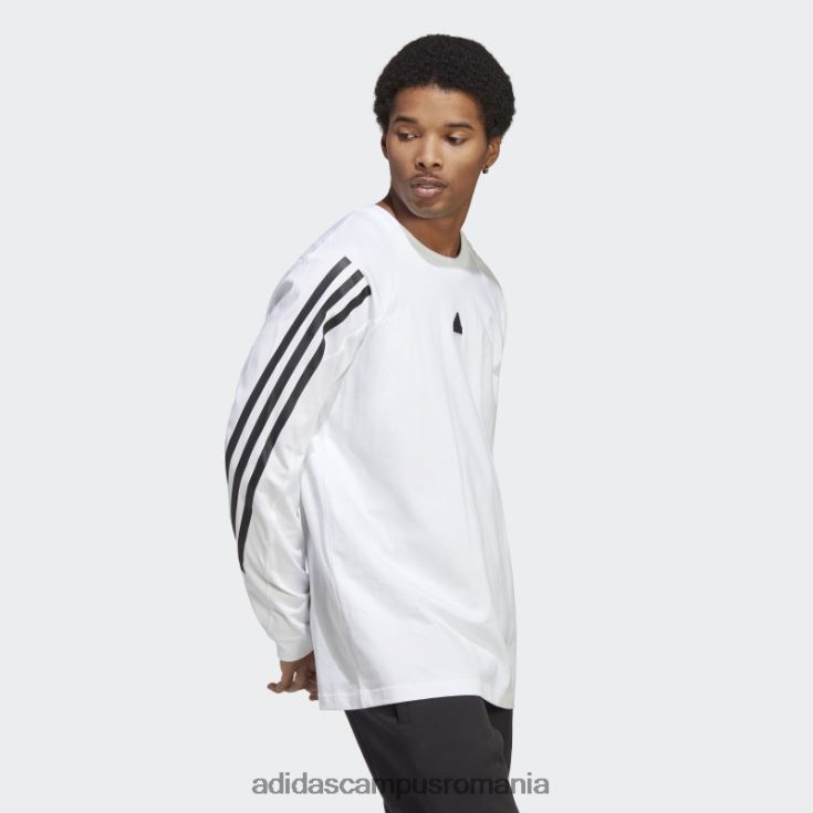 adidas campus romania Tricou cu mânecă lungă cu 3 dungi cu icoane viitoare albe bărbați alb J266N21054