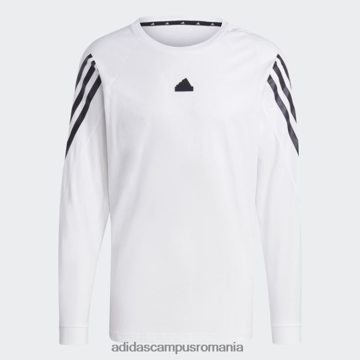 adidas campus romania Tricou cu mânecă lungă cu 3 dungi cu icoane viitoare albe bărbați alb J266N21054