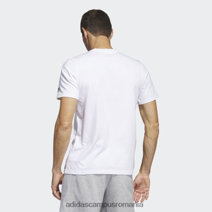 adidas campus romania Tricou grafic alb pentru îmbrăcăminte sportivă multiliniară (mânecă scurtă) bărbați alb J266N25650