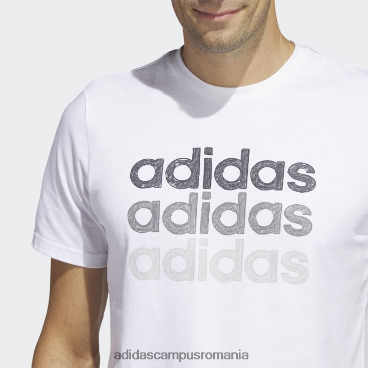 adidas campus romania Tricou grafic alb pentru îmbrăcăminte sportivă multiliniară (mânecă scurtă) bărbați alb J266N25650