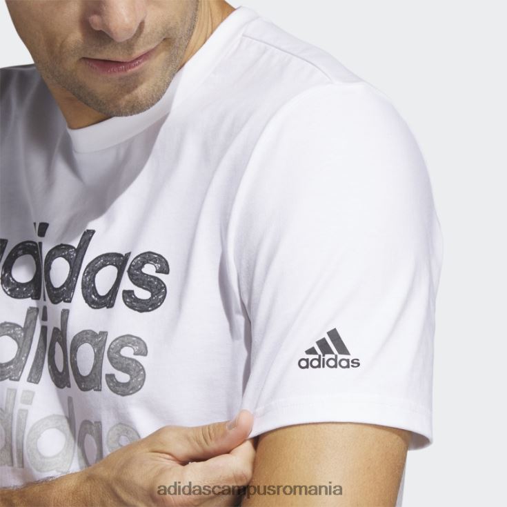 adidas campus romania Tricou grafic alb pentru îmbrăcăminte sportivă multiliniară (mânecă scurtă) bărbați alb J266N25650