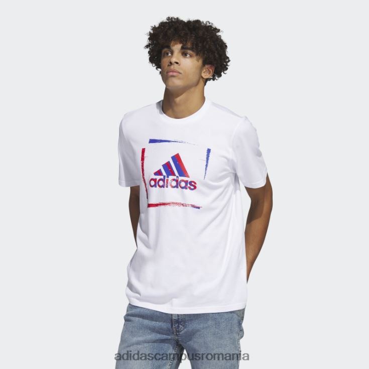 adidas campus romania Tricou grafic cu mânecă scurtă cu șablon în două tonuri alb adidas bărbați alb J266N25346