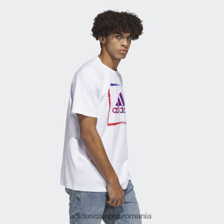 adidas campus romania Tricou grafic cu mânecă scurtă cu șablon în două tonuri alb adidas bărbați alb J266N25346