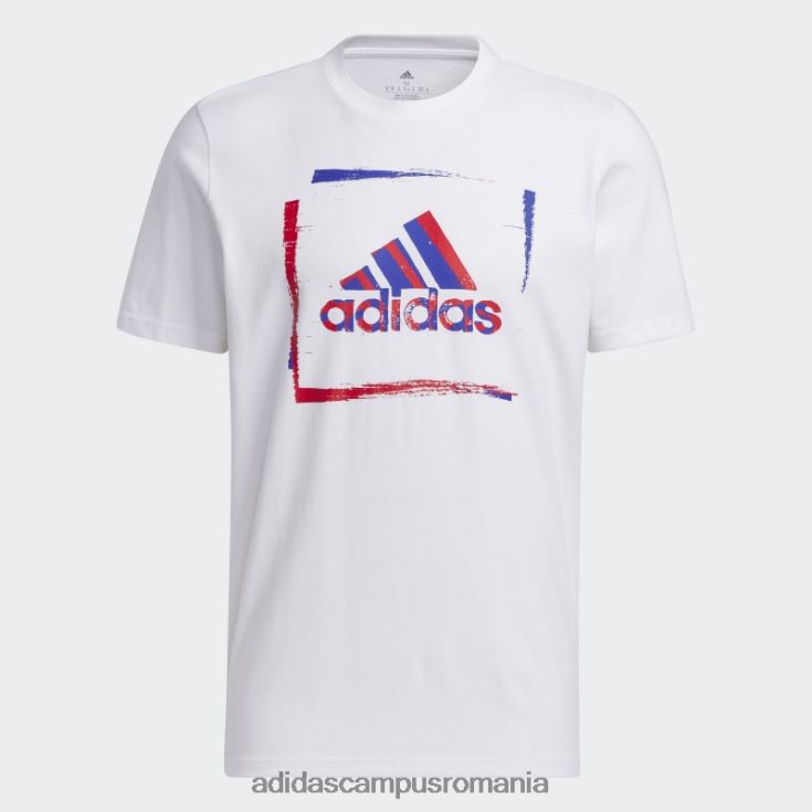 adidas campus romania Tricou grafic cu mânecă scurtă cu șablon în două tonuri alb adidas bărbați alb J266N25346