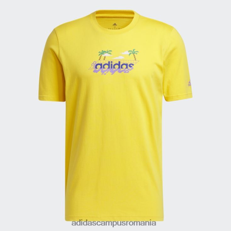 adidas campus romania Tricou grafic cu mânecă scurtă liniar de plajă auriu bărbați aur J266N25681