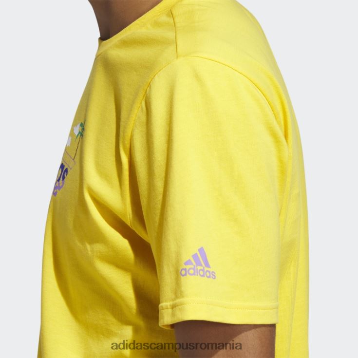 adidas campus romania Tricou grafic cu mânecă scurtă liniar de plajă auriu bărbați aur J266N25681