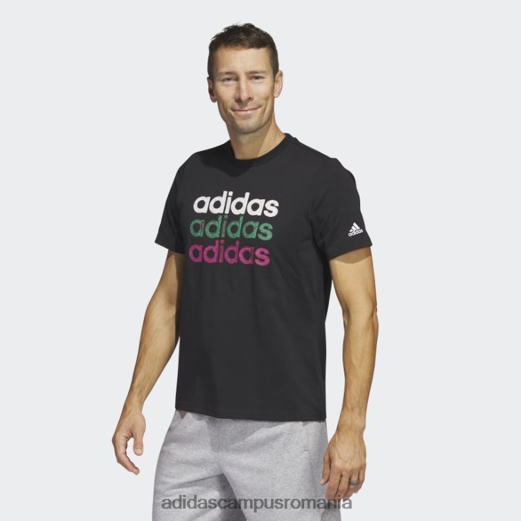 adidas campus romania Tricou grafic negru multiliniar pentru îmbrăcăminte sport (mânecă scurtă) bărbați negru J266N25609