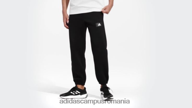 adidas campus romania black essentials feelvivid, fleece din bumbac, pantaloni de trening cu picioare drepte bărbați negru J266N26766