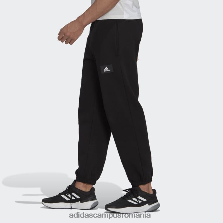 adidas campus romania black essentials feelvivid, fleece din bumbac, pantaloni de trening cu picioare drepte bărbați negru J266N26766