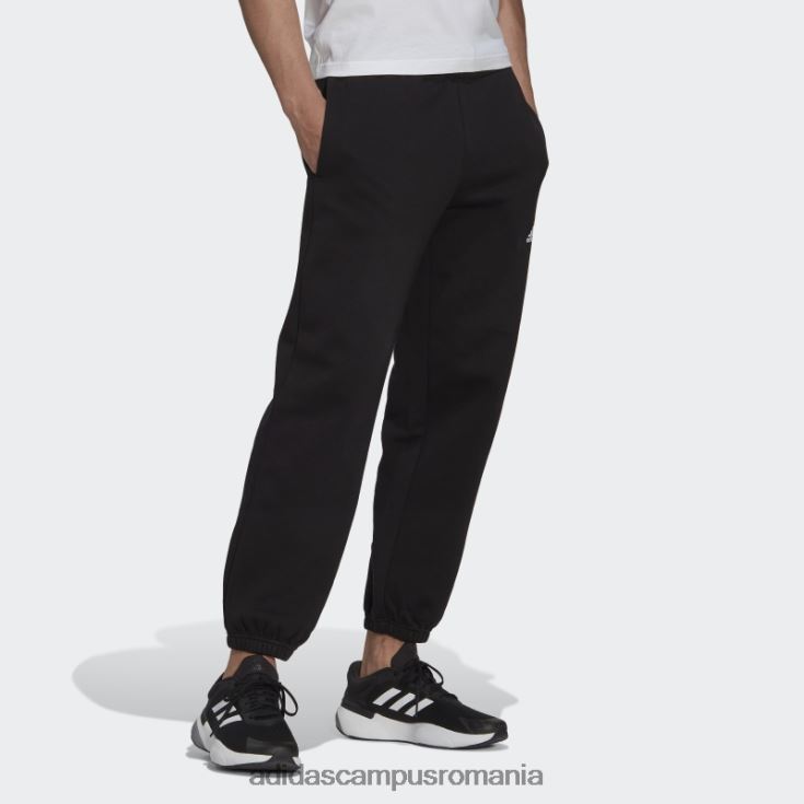 adidas campus romania black essentials feelvivid, fleece din bumbac, pantaloni de trening cu picioare drepte bărbați negru J266N26766