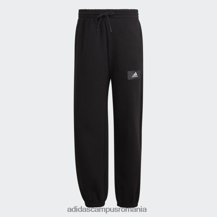 adidas campus romania black essentials feelvivid, fleece din bumbac, pantaloni de trening cu picioare drepte bărbați negru J266N26766