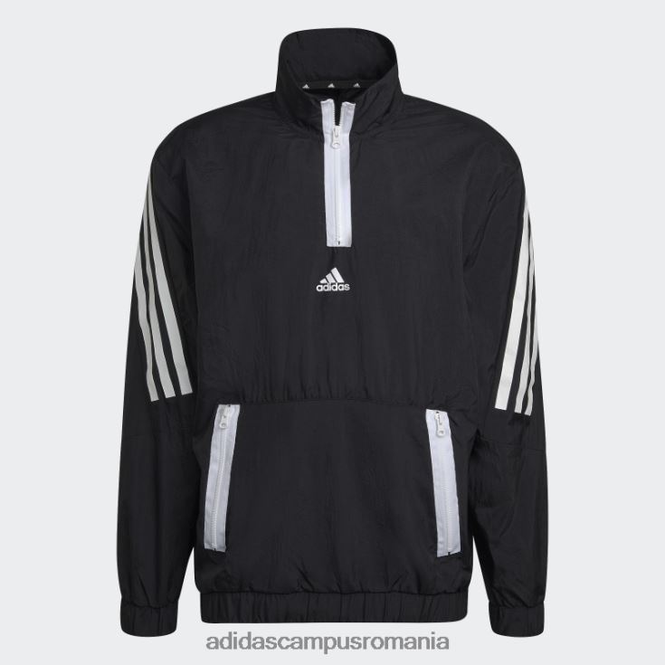 adidas campus romania black future icons pulover țesut cu fermoar 1/4 cu 3 dungi bărbați negru J266N21265