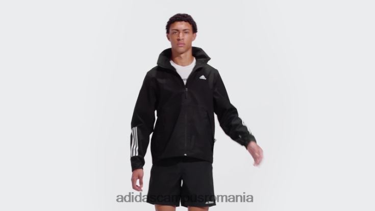 adidas campus romania bsc 3-stripes rain.rdy jachetă neagră fashion bărbați negru J266N26043