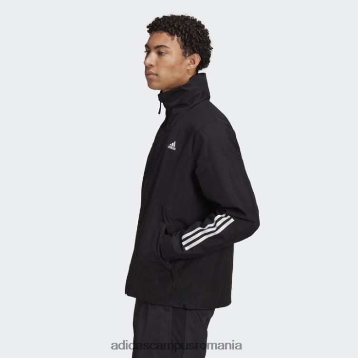adidas campus romania bsc 3-stripes rain.rdy jachetă neagră fashion bărbați negru J266N26043