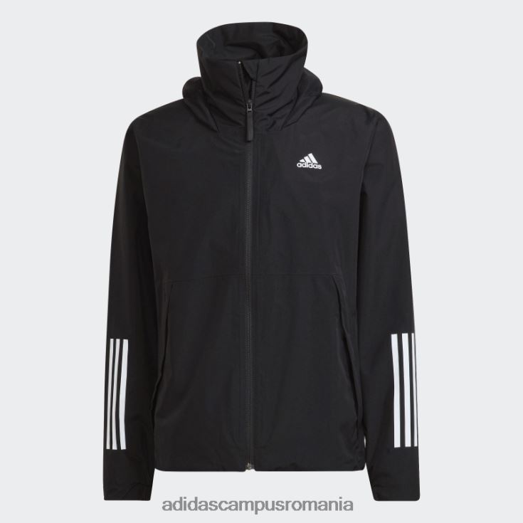 adidas campus romania bsc 3-stripes rain.rdy jachetă neagră fashion bărbați negru J266N26043