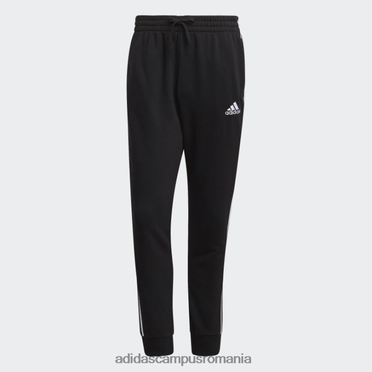 adidas campus romania essentials French Terry manșetă conică pantaloni cu 3 dungi negri bărbați alb negru J266N21465