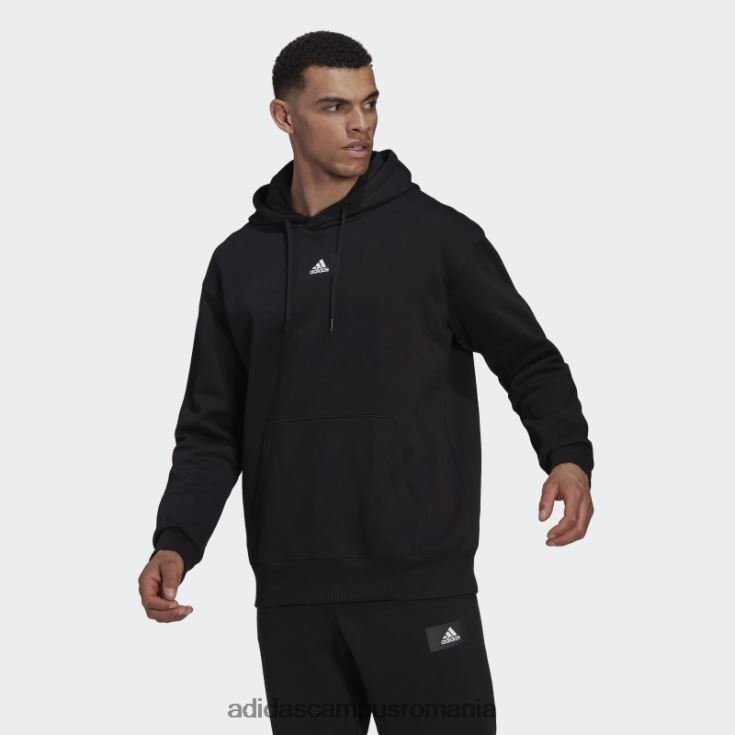 adidas campus romania essentials feelvivid bumbac fleece hanorac cu umăr căzut negru bărbați negru J266N26734