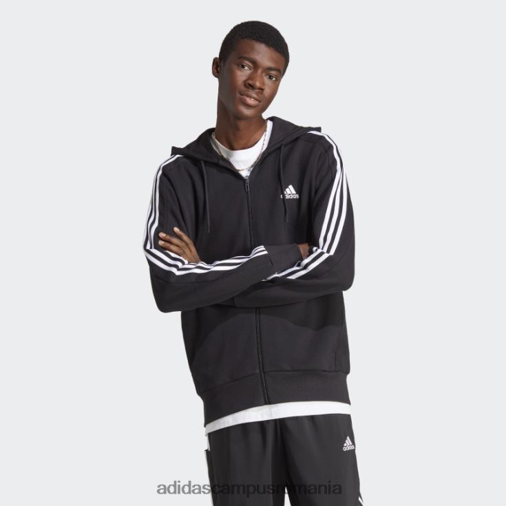 adidas campus romania essentials french terry 3 dungi hanorac cu fermoar complet alb fashion bărbați alb negru J266N214547