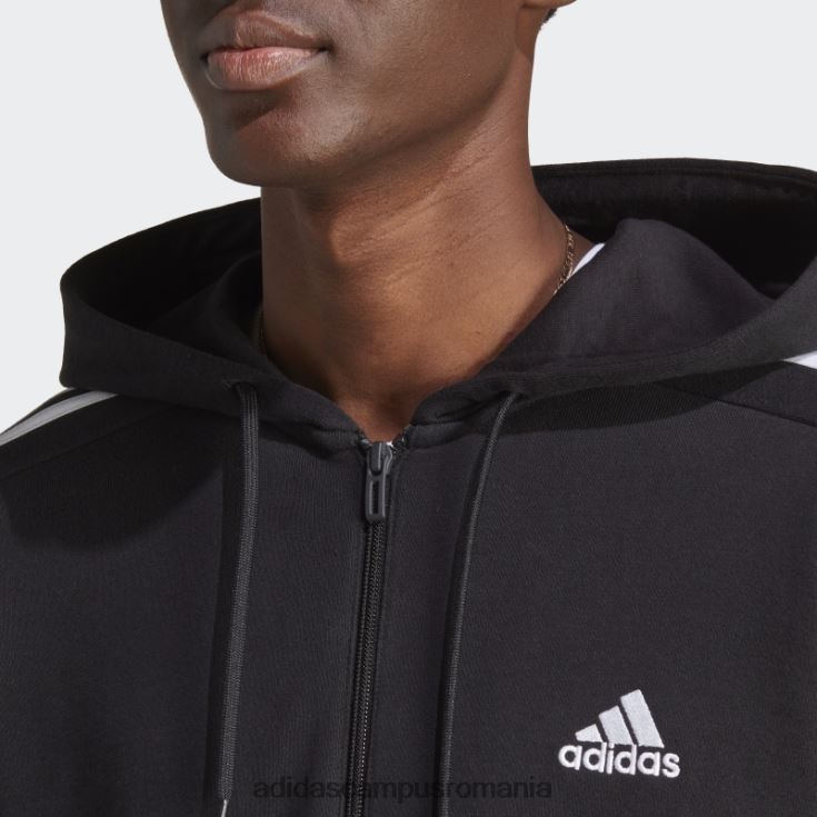 adidas campus romania essentials french terry 3 dungi hanorac cu fermoar complet alb fashion bărbați alb negru J266N214547