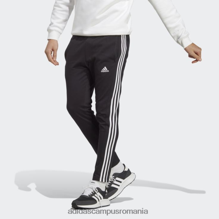 adidas campus romania essentials pantaloni cu 3 dungi, tricou, negru bărbați alb negru J266N2962