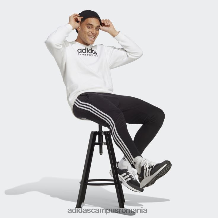 adidas campus romania essentials pantaloni cu 3 dungi, tricou, negru bărbați alb negru J266N2962