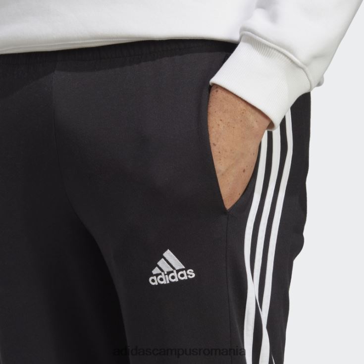 adidas campus romania essentials pantaloni cu 3 dungi, tricou, negru bărbați alb negru J266N2962