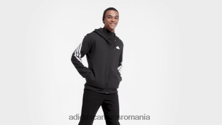 adidas campus romania future icons hanorac negru cu fermoar complet cu 3 dungi bărbați alb negru J266N25840