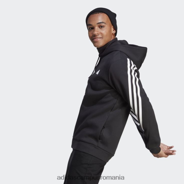 adidas campus romania future icons hanorac negru cu fermoar complet cu 3 dungi bărbați alb negru J266N25840