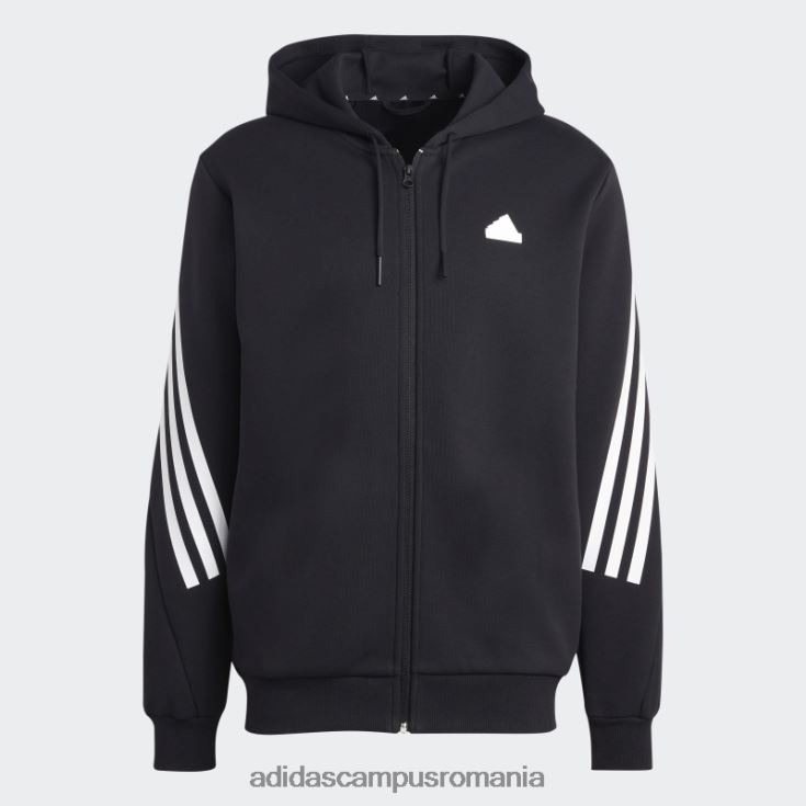 adidas campus romania future icons hanorac negru cu fermoar complet cu 3 dungi bărbați alb negru J266N25840