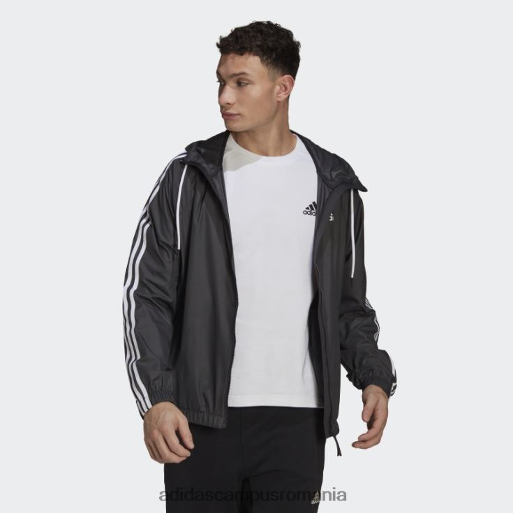 adidas campus romania geaca de vant neagra bsc cu 3 dungi bărbați alb negru J266N213943