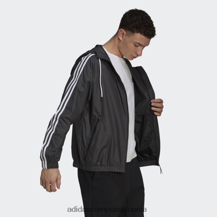 adidas campus romania geaca de vant neagra bsc cu 3 dungi bărbați alb negru J266N213943