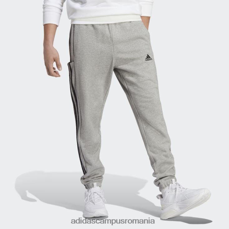 adidas campus romania gri mediu essentials French terry manșetă elastică conică pantaloni cu 3 dungi bărbați gri mediu/negru J266N25363