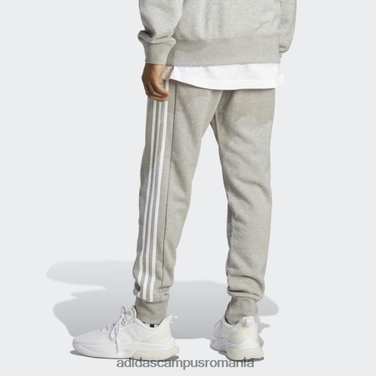adidas campus romania gri mediu essentials french terry manșetă conică pantaloni cu 3 dungi adidas bărbați gri mediu/alb J266N25577