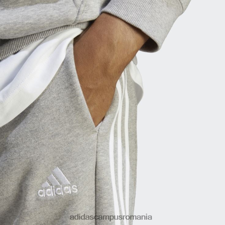 adidas campus romania gri mediu essentials french terry manșetă conică pantaloni cu 3 dungi adidas bărbați gri mediu/alb J266N25577