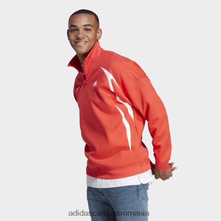 adidas campus romania hanorac colorblock cu fermoar sfert adidas rosu bărbați rosu alb J266N2888